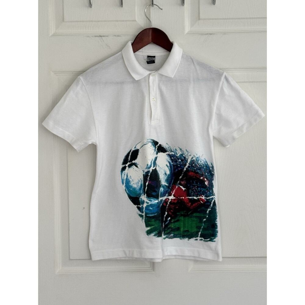 Polo Ralph Lauren White Polo Shirt Boy's Medium 10-12 Soccer Football World Cup